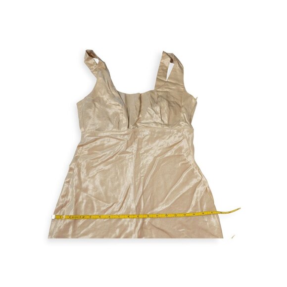Vintage Steppin Out Satin Maxi Dress In Champagne Beige SZ S - Picture 4 of 15